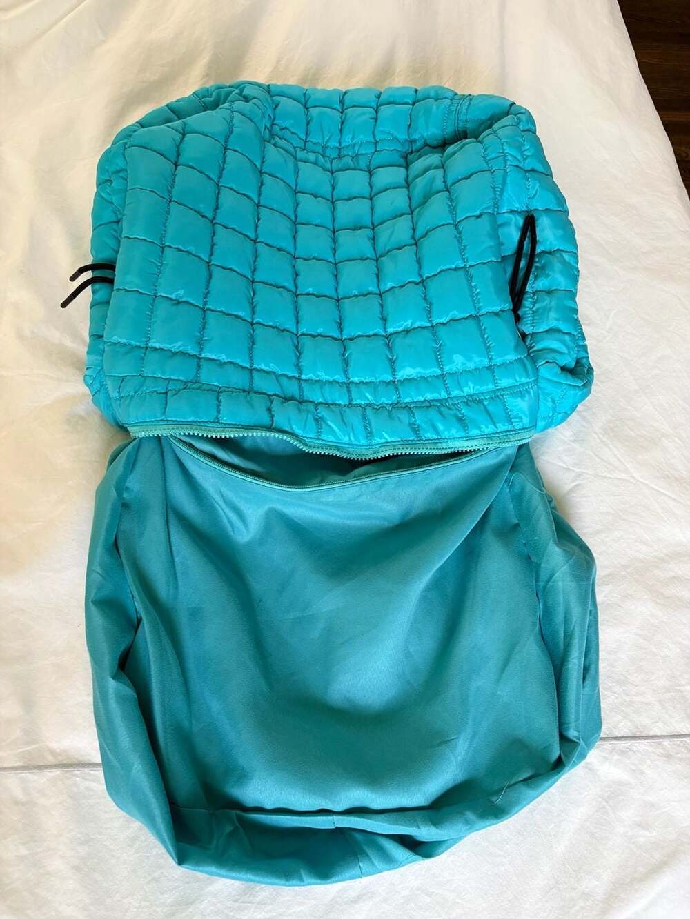 Pink Lily Blue Quilted Puffer Hobo Shoulder Bag - Picture 4 of 9